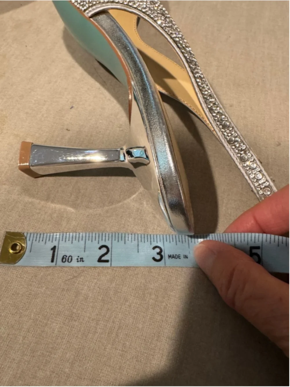 Women's Betsey Johnson Crystal RhinestoneSlingback Heels Size 11 Silver Blue - Picture 10 of 12
